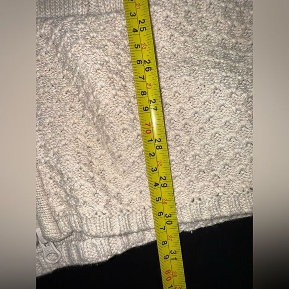 Athleta Beige Cable Knit Hooded Long Cardigan Small cotton/cashmere blend * Flaw - Picture 9 of 9